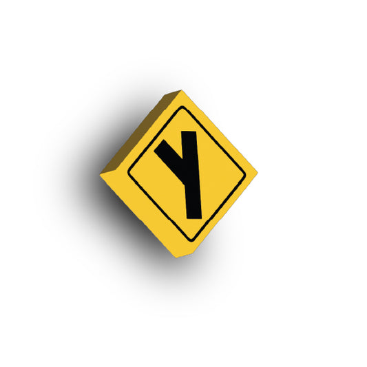 Warning Sign 2x2 Tile: Left Diagonal Side Road Sign