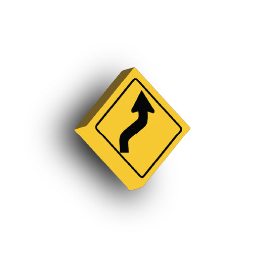 Warning Sign 2x2 Tile: Right Reverse Curve Sign