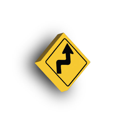 Warning Sign 2x2 Tile: Right Reverse Turn Sign
