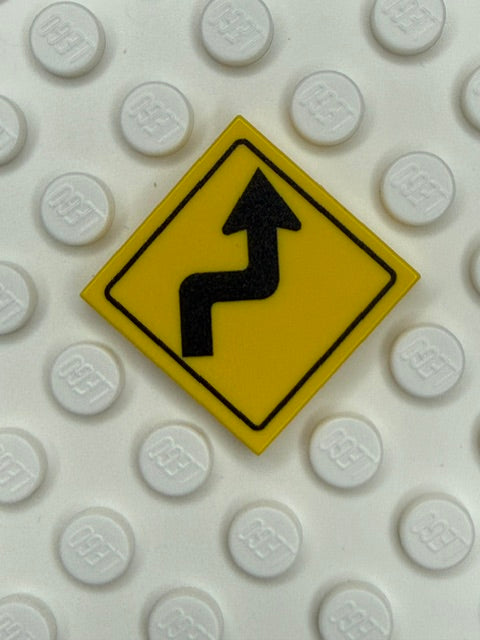 Warning Sign 2x2 Tile: Right Reverse Turn Sign