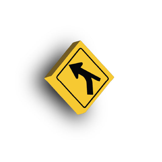 Warning Sign 2x2 Tile: Left Combo Curve Intersection