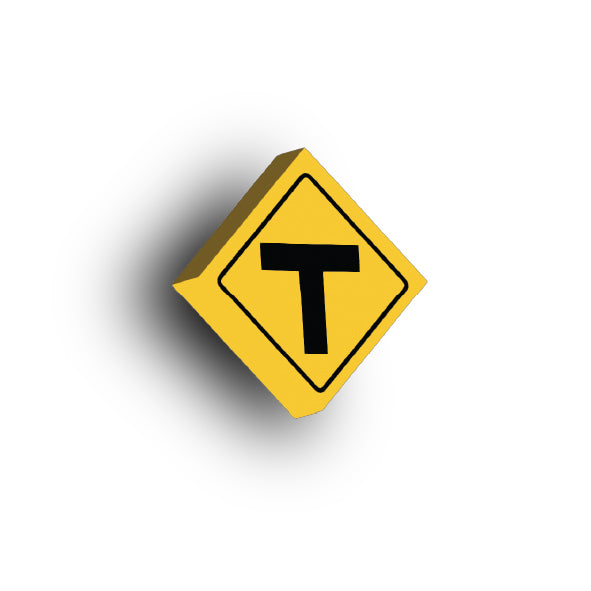 Warning Sign 2x2 Tile: T Intersection Sign