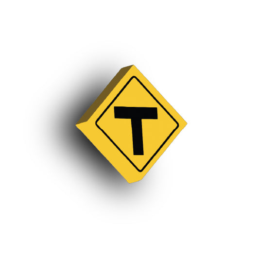Warning Sign 2x2 Tile: T Intersection Sign