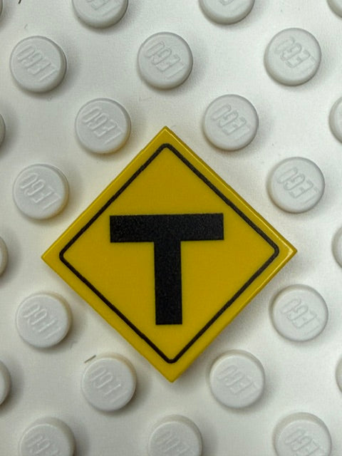 Warning Sign 2x2 Tile: T Intersection Sign
