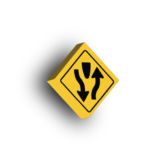 Warning Sign 2x2 Tile: Divided Highway Begins Sign