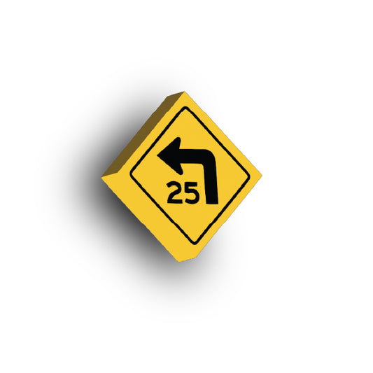 Warning Sign 2x2 Tile: Left Combo Turn Speed Sign