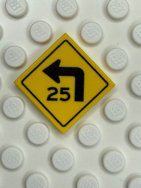 Warning Sign 2x2 Tile: Left Combo Turn Speed Sign