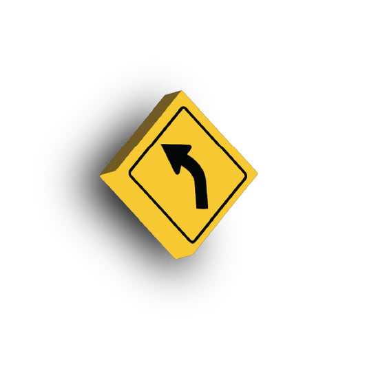 Warning Sign 2x2 Tile: Left Curve Ahead Sign