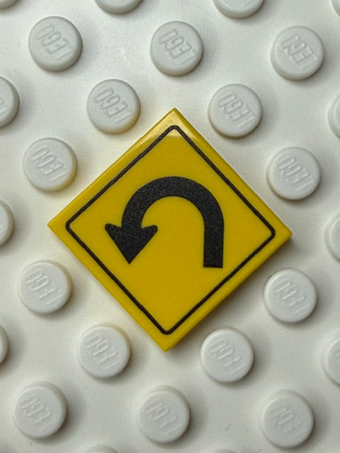 Warning Sign 2x2 Tile: Left 180 Degree Curve Sign