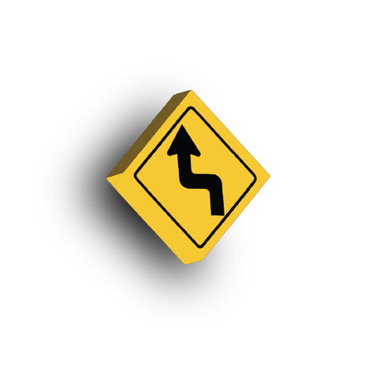 Warning Sign 2x2 Tile: Left Reverse Turn Sign