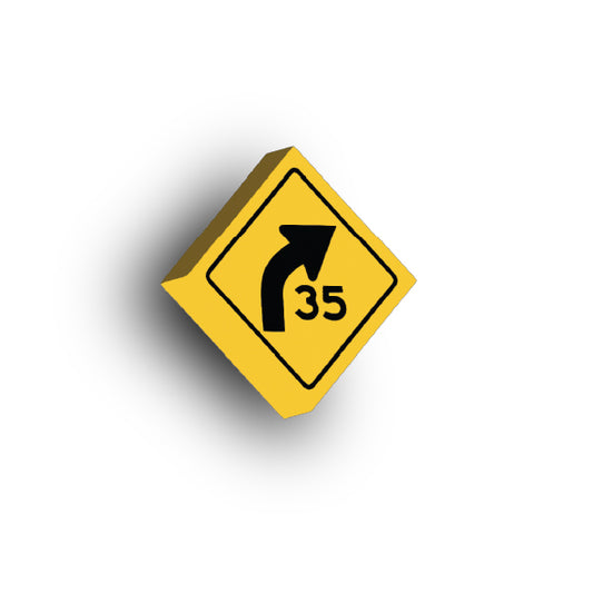 Warning Sign 2x2 Tile: Right Combo Curve Speed Sign
