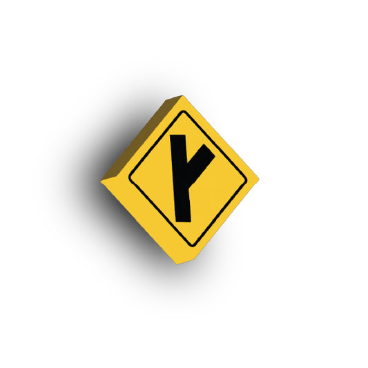 Warning Sign 2x2 Tile: Right Diagonal Side Road Sign