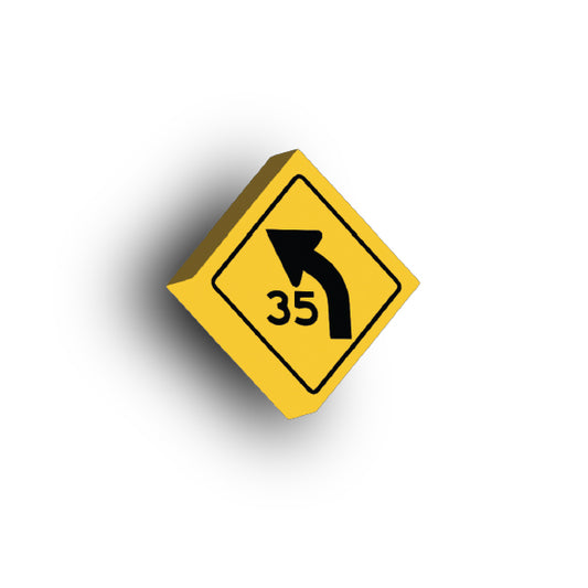 Warning Sign 2x2 Tile: Left Combo Curve Speed Sign