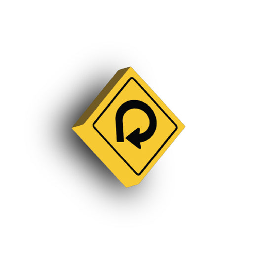 Warning Sign 2x2 Tile: right 270 Degree Curve Sign