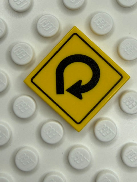 Warning Sign 2x2 Tile: right 270 Degree Curve Sign