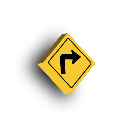 Warning Sign 2x2 Tile: Right Turn Ahead Sign