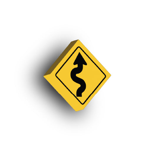 Warning Sign 2x2 Tile: Right Winding Road Sign