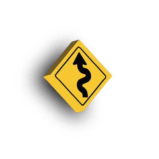 Warning Sign 2x2 Tile: left Winding Road Sign