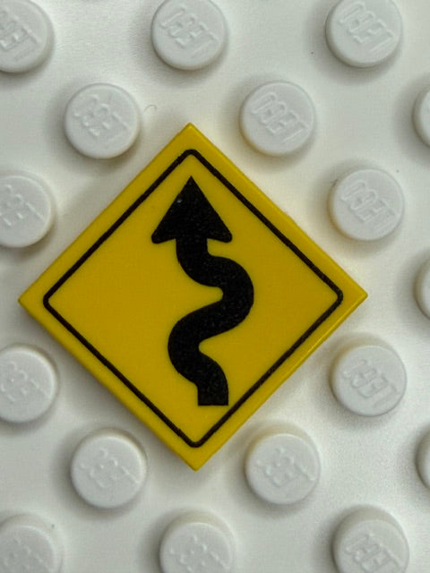 Warning Sign 2x2 Tile: left Winding Road Sign