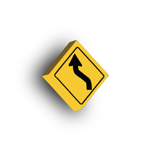 Warning Sign 2x2 Tile: Left Reverse Curve Sign