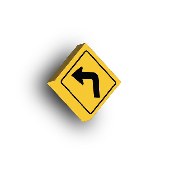 Warning Sign 2x2 Tile: left Turn Ahead SIgn