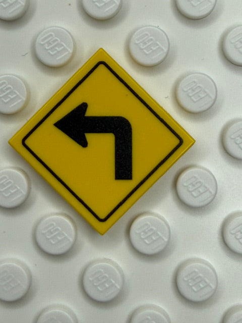 Warning Sign 2x2 Tile: left Turn Ahead SIgn