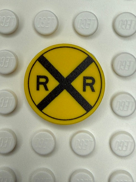 Warning Sign 2x2 Tile: Railroad Crossing