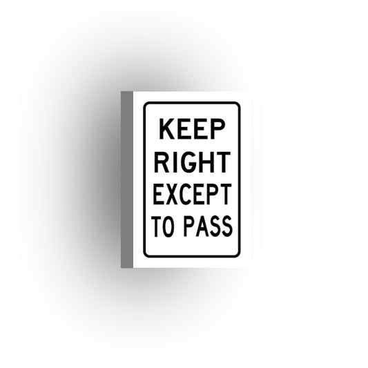 Traffic Control Sign 2x3 Tile: Keep Right Except To Pass