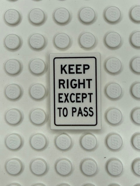 Traffic Control Sign 2x3 Tile: Keep Right Except To Pass