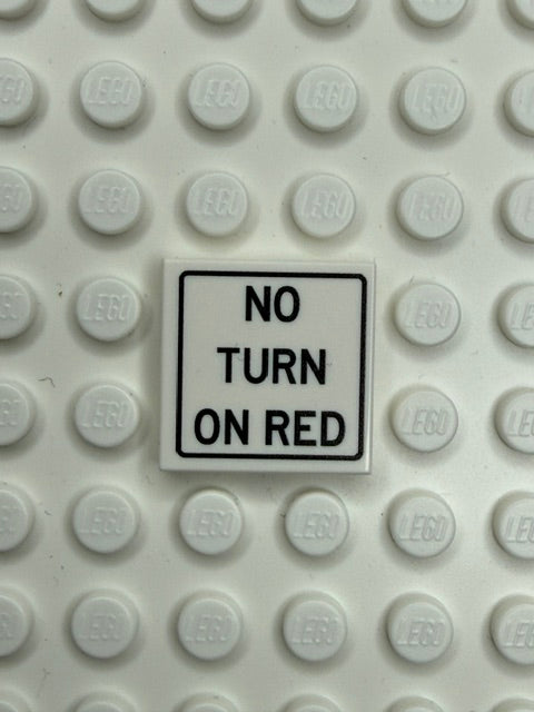 Information Signs 2x2 Tile: No Turn On Red Sign