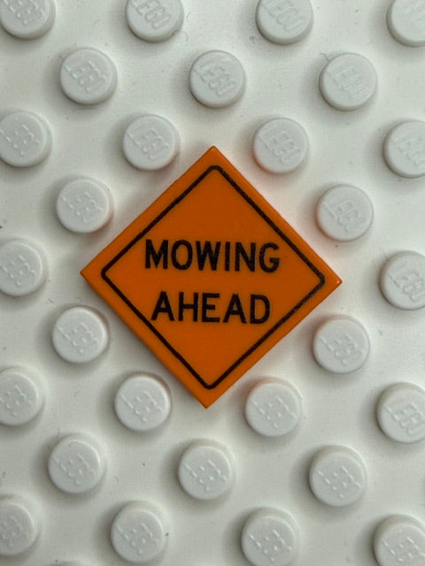 Work Signs 2x2 Tile: Mowing Ahead