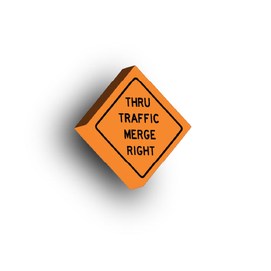 Work Signs 2x2 Tile: Thrue Traffic Merge Right