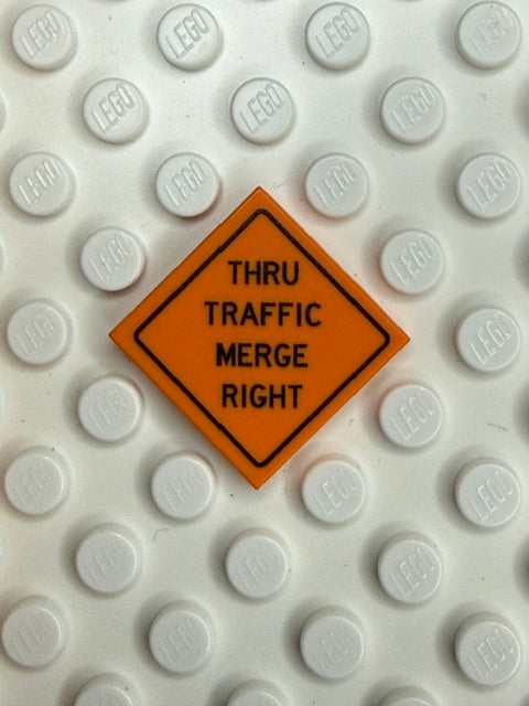 Work Signs 2x2 Tile: Thrue Traffic Merge Right
