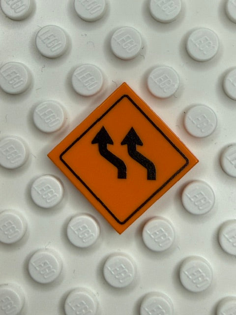 Work Signs 2x2 Tile: Traffic Flow Left