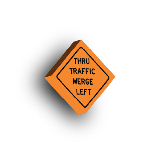 Work Signs 2x2 Tile: Thru Traffic Merge Left