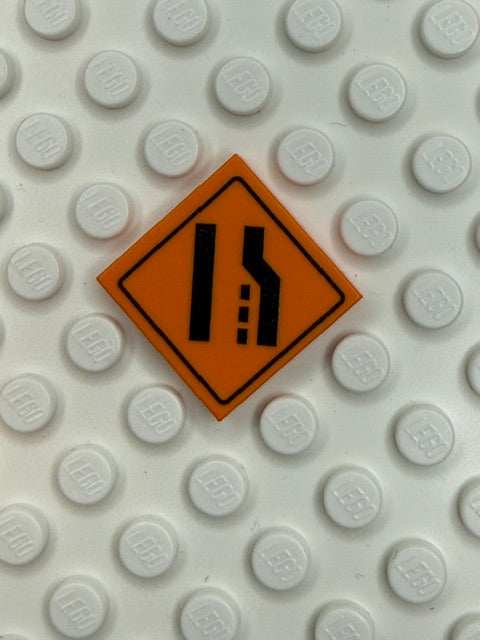 Work Signs 2x2 Tile: Thru Traffic Merge Left