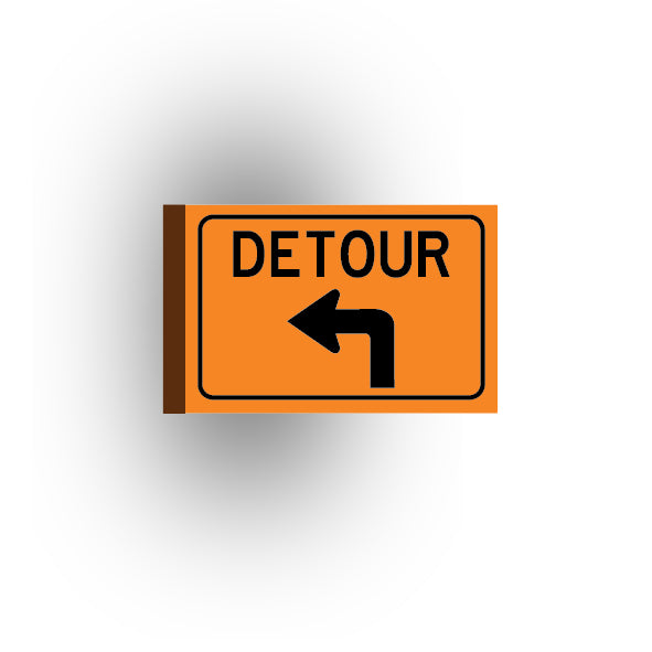 Work Signs 2x3 Tile: Detour Left Turn Arrow