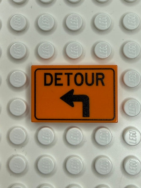 Work Signs 2x3 Tile: Detour Left Turn Arrow