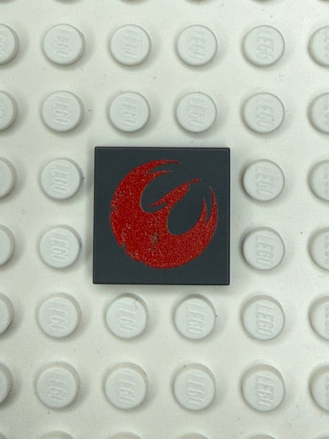 Galaxy Wars Signs and Symbols 2x2 Tile: Rebel Phoenix Dirstressed Red