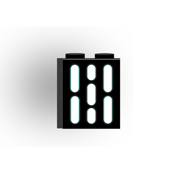 Light Panel 1x2x2 Brick: Black 3 Row Panel