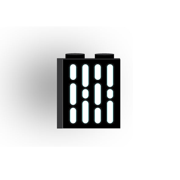 Light Panel 1x2x2 Brick: Black 4 Row Panel