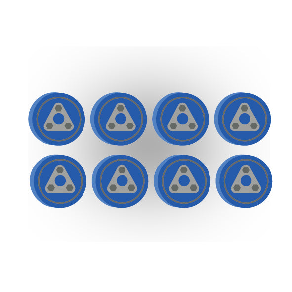 Train Bearings 1x1  Round Tile: 8 - Blue Style