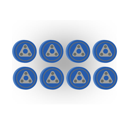 Train Bearings 1x1  Round Tile: 8 - Blue Style