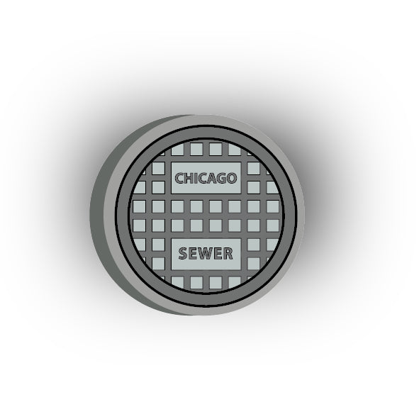 UV Printed City Details 3x3 Tile: Manhole Cover Style 9 CHI