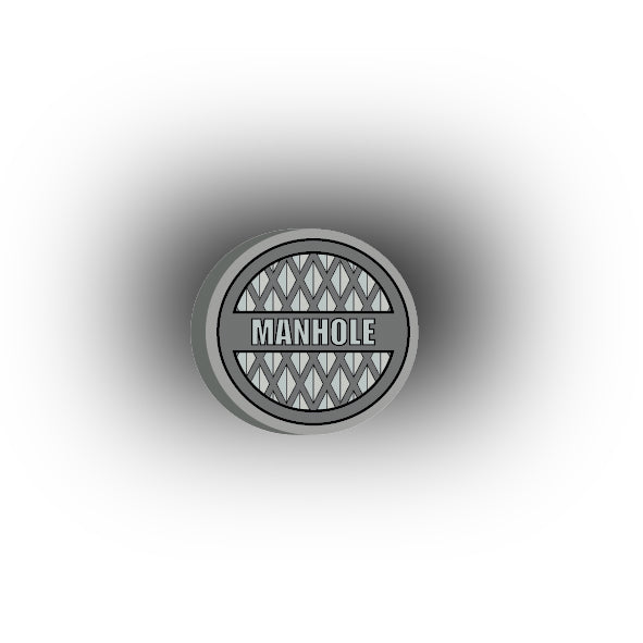 UV Printed City Details 2x2 Tile: Manhole Cover Style 4