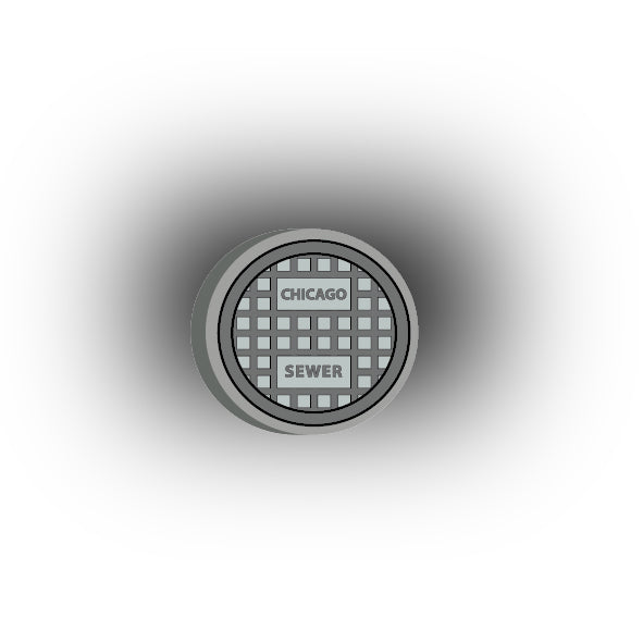 UV Printed City Details 2x2 Tile: Manhole Cover Style 9 CHI