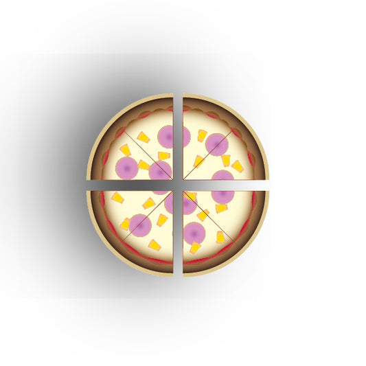 UV Printed Food Snacks and Drinks 1x1 Quarter Tile: Ham And Pineapple Pizza Slices