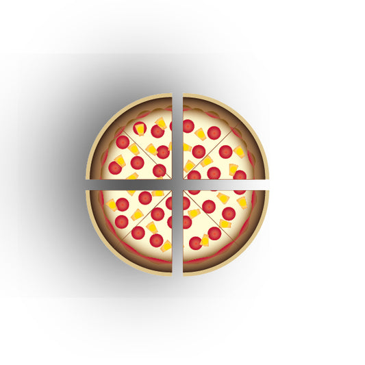 UV Printed Food Snacks and Drinks 1x1 Quarter Tile: Hawaiian Pizza Slices