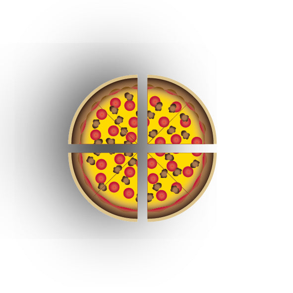 UV Printed Food Snacks and Drinks 1x1 Quarter Tile: Sausage And Pepperoni Pizza Slices