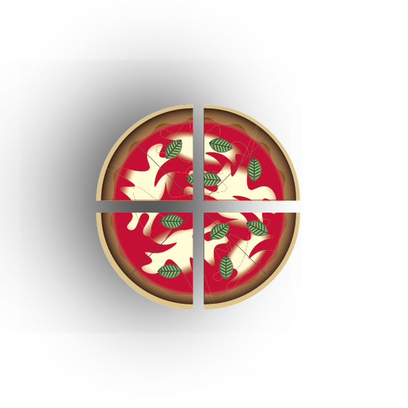 UV Printed Food Snacks and Drinks 1x1 Quarter Tile: Margherita Pizza Slices